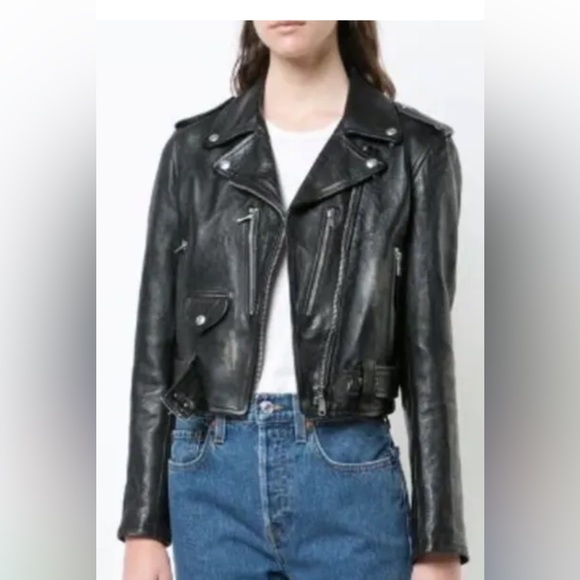 Re/done Leather Motorcycle Jacket, Sm - Picture 1 of 5